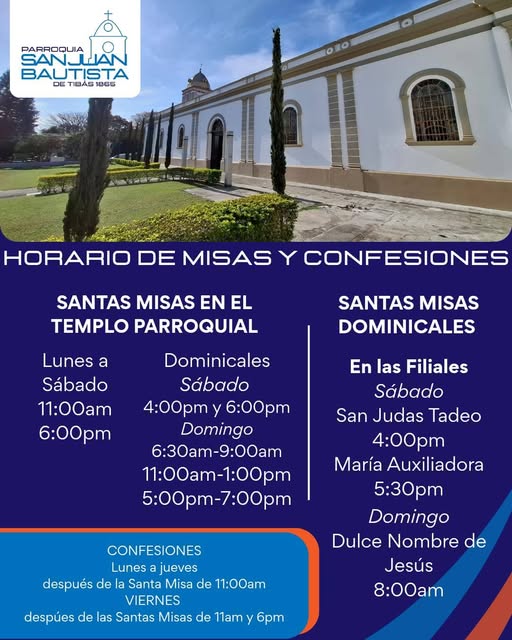 Aquí puedes encontrar nuestros horarios de las Santas Eucaristías a lo largo de nuestros sectores y Centro Parroquial